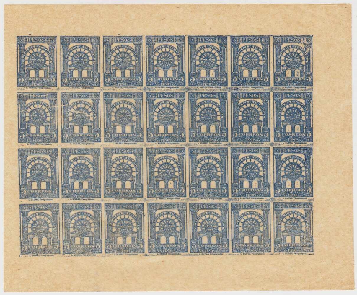COLOMBIA SANTANDER 1904 Sc Unlisted Yvert 40 FULL SHEET OF 28 UNUSED F,VF €280+