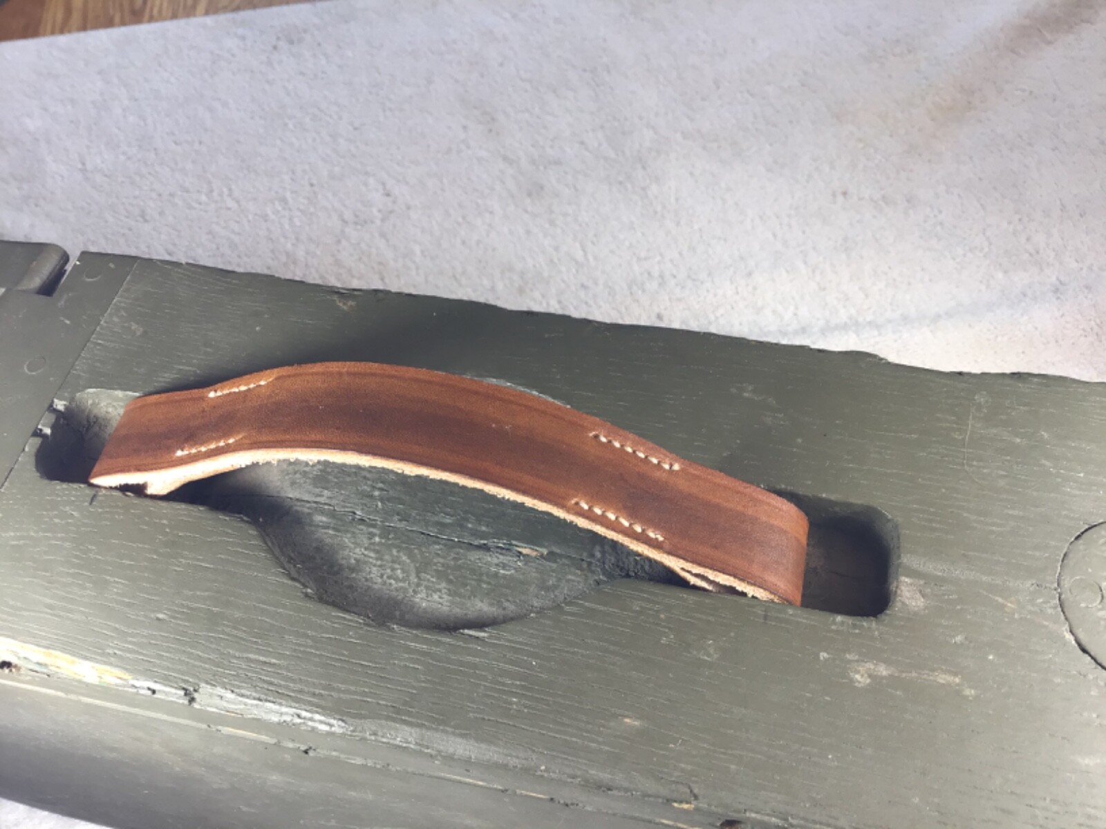 WW1 1917 1918 WOODEN AMMO BOX REPLACEMANT LEATHER HANDLE