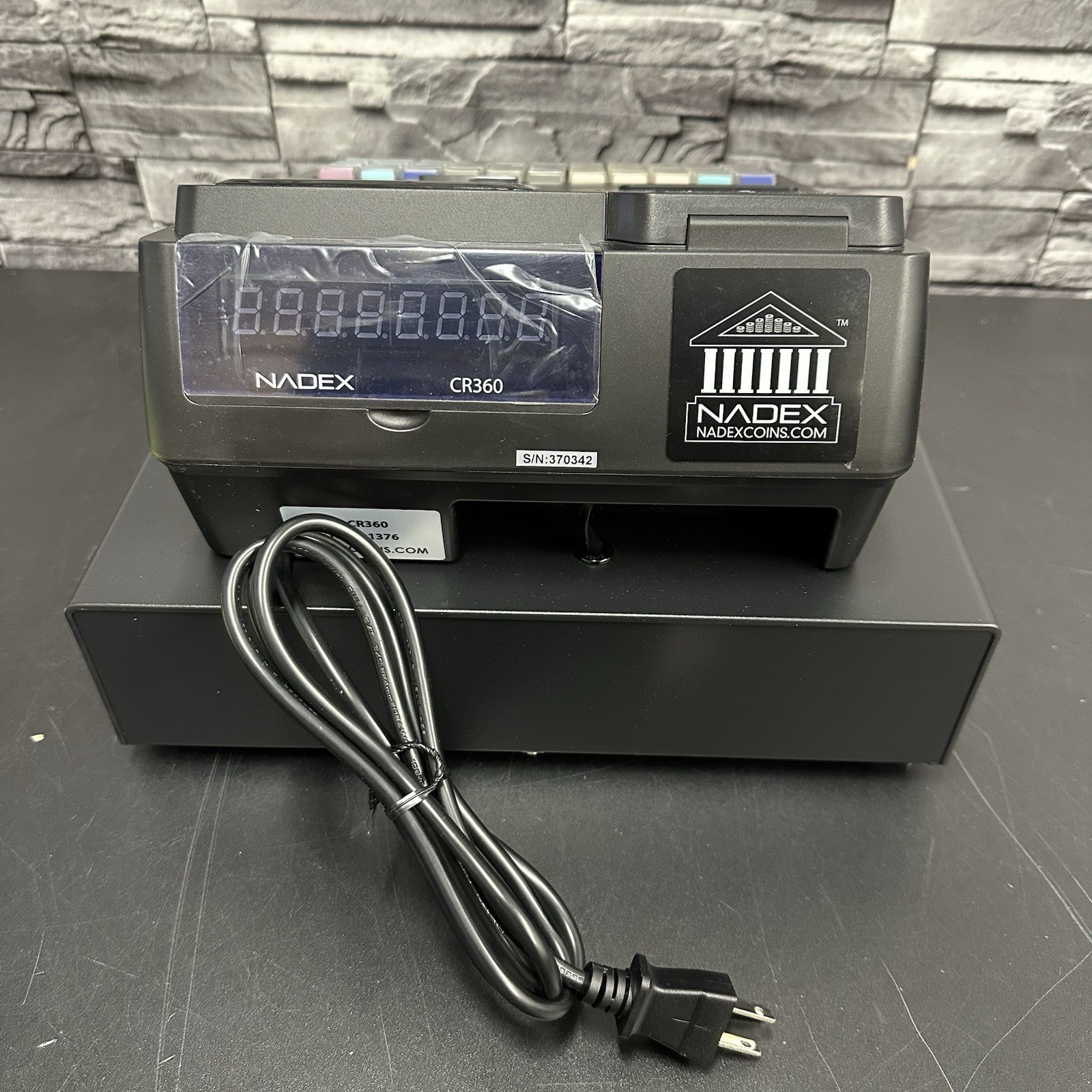 Nadex CR360 Thermal-Print Electronic Cash Register, 12 Compartments, Black