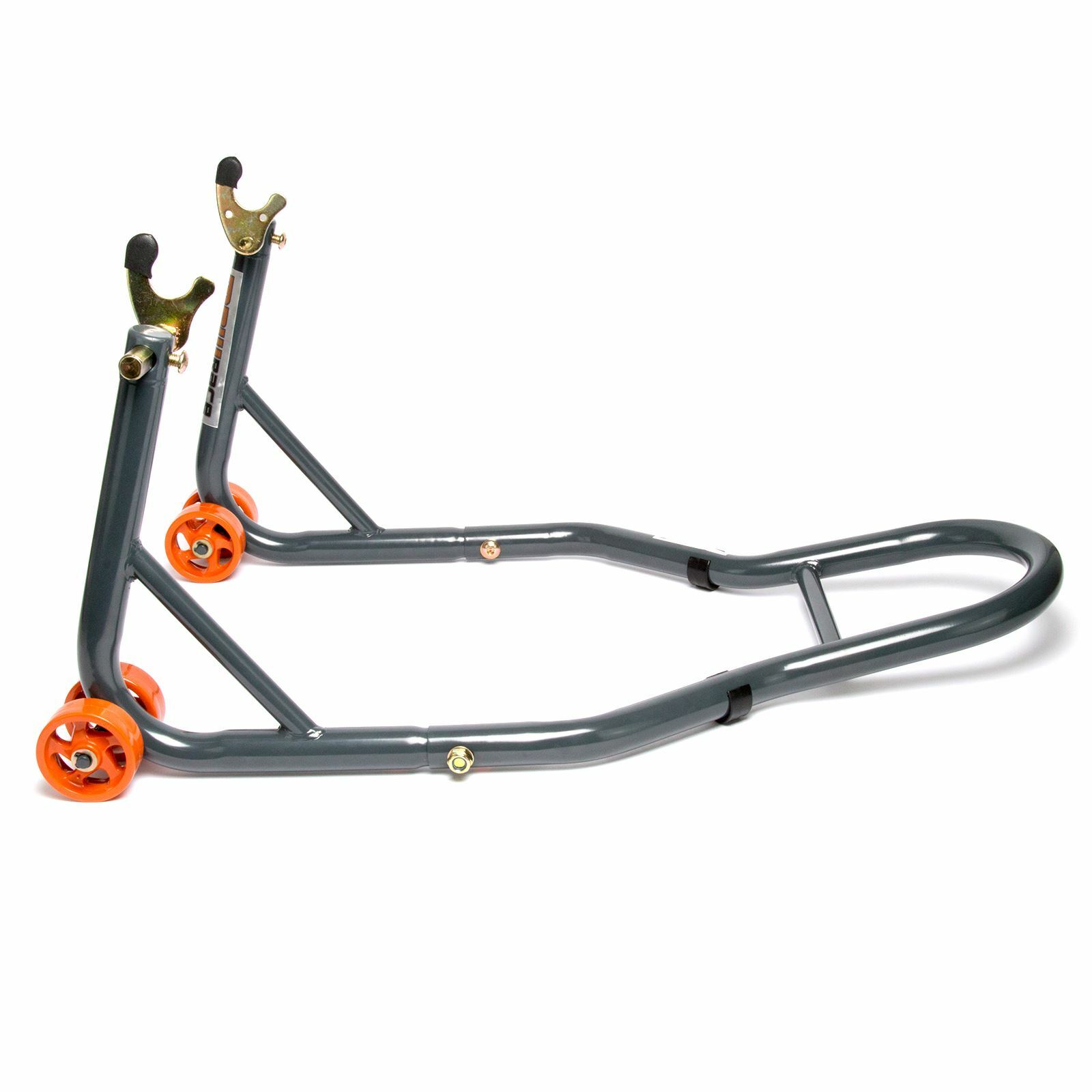 MPW Race Dept for Motorcycle Rear Paddock Stand with V-Adapters in Grey/Orange