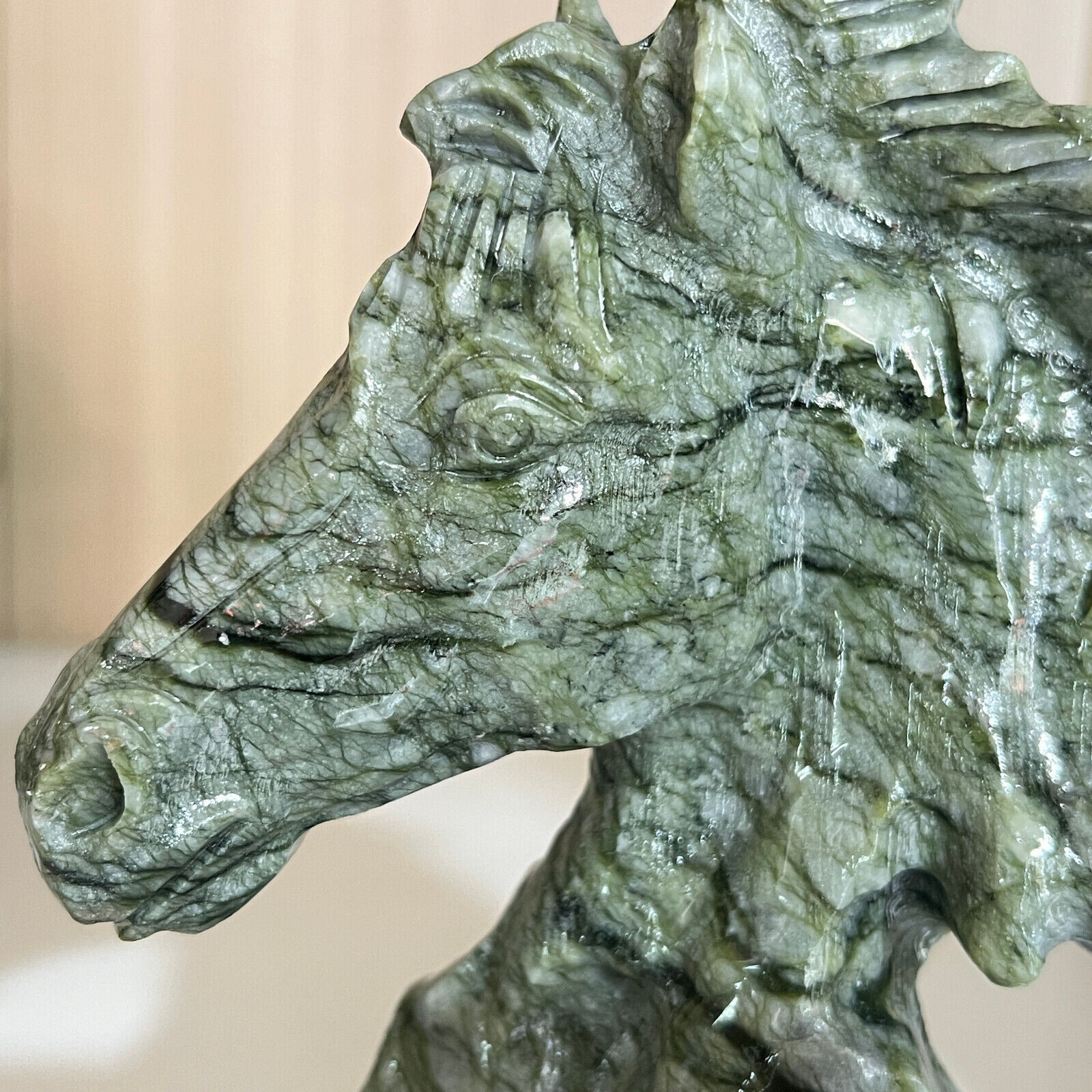 2.97LB Natural yushu stone Quartz Carved horse's head skull Crystal healing 1PC