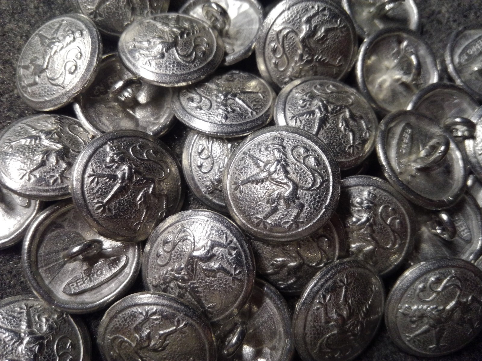 WWI German Bavarian Silver finish 21MM Left FACING buttons by the each.