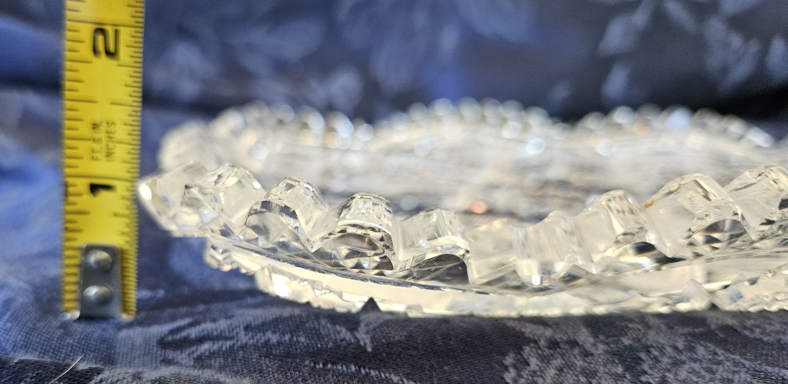 Hawkes "Aberdeen" pattern American Brilliant Cut Glass low dish w sawtooth Rim