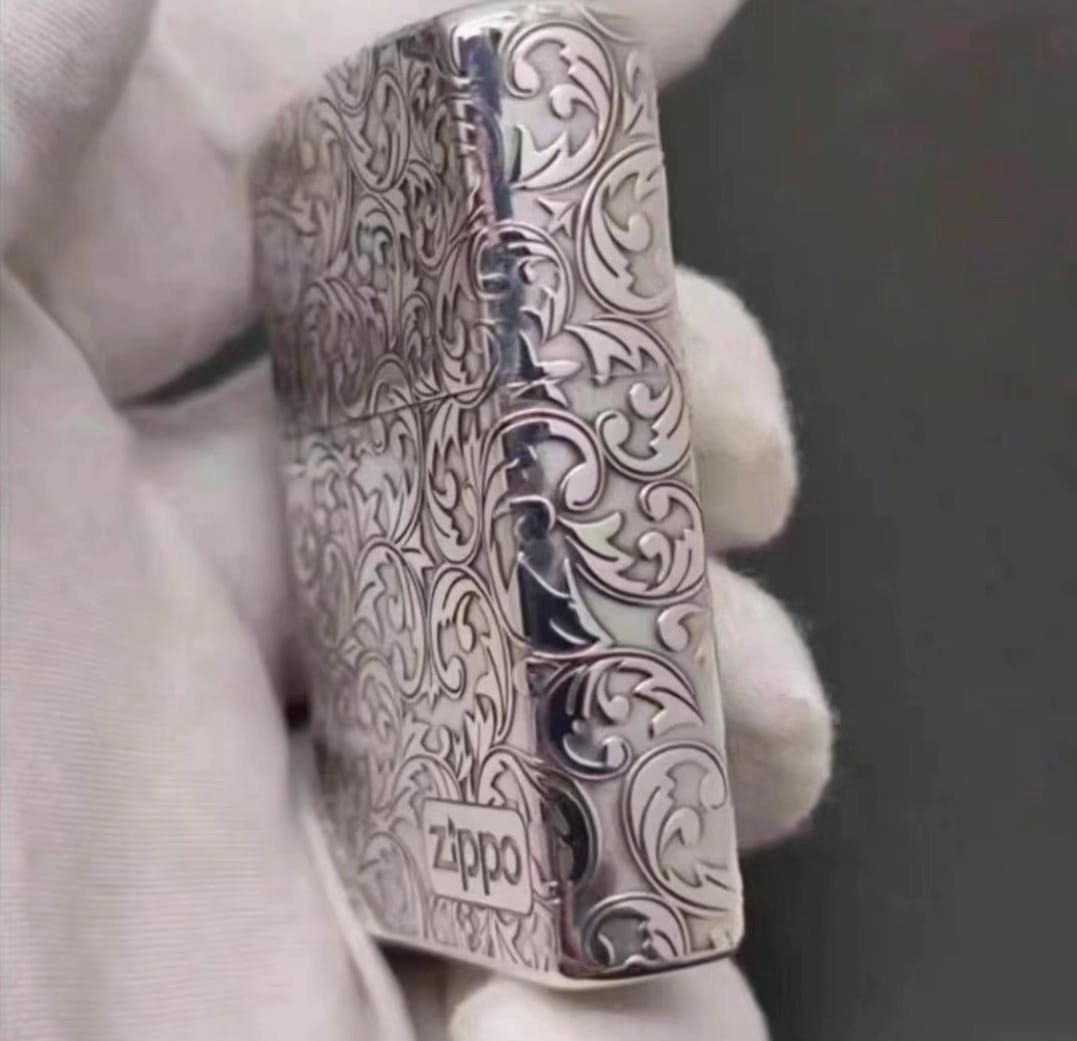 5 Sides Silver Flower Leaves Lighter In A New Box