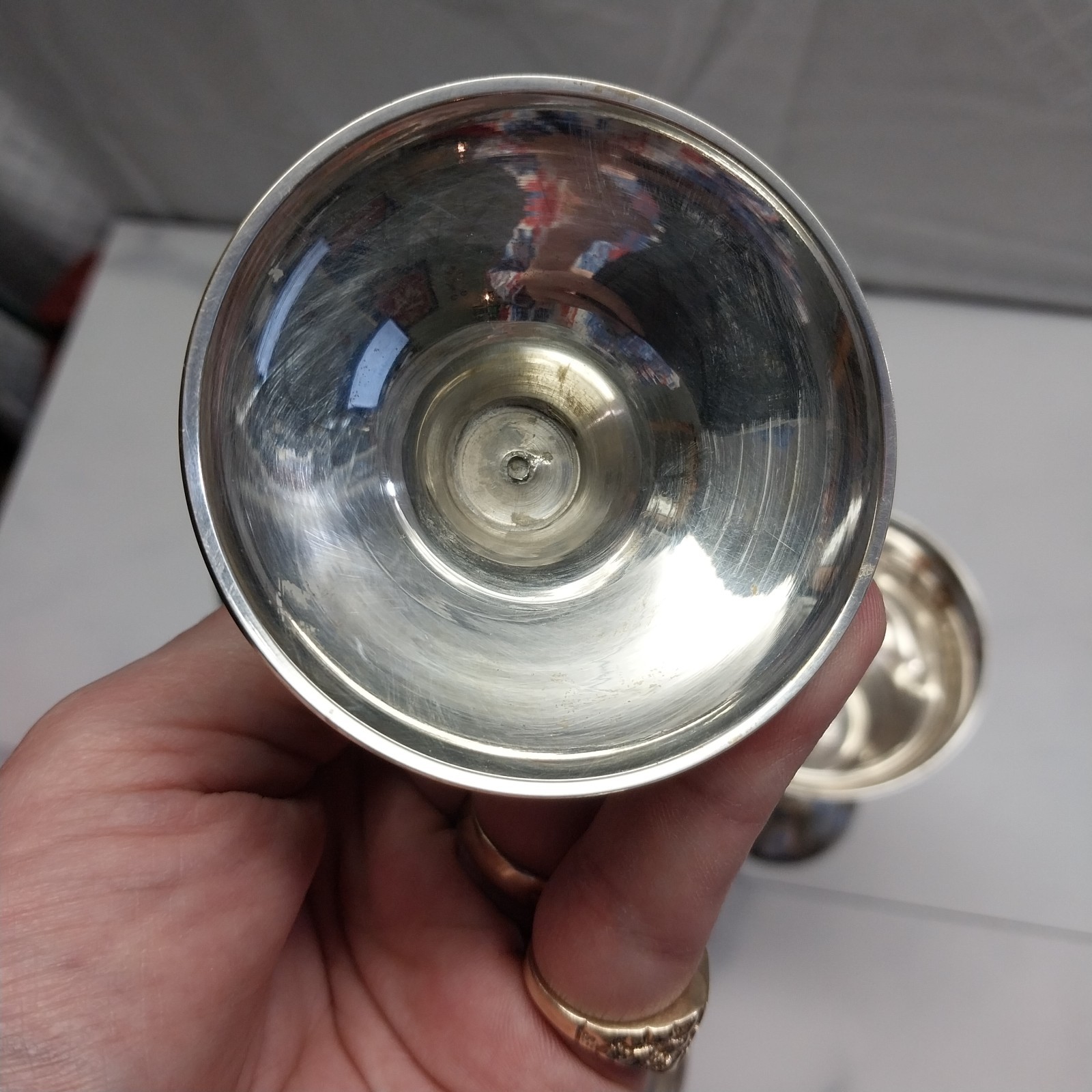 Leonard Water Wine Vintage Silver-plate 8" goblets - set of 4 - worn decor