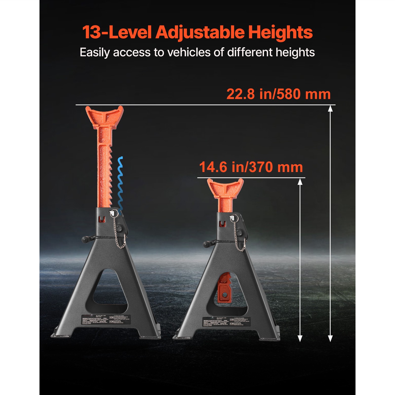Uimoso Heavy Duty Steel Auto Jack Stands 6T (13000lbs) with Double Locking