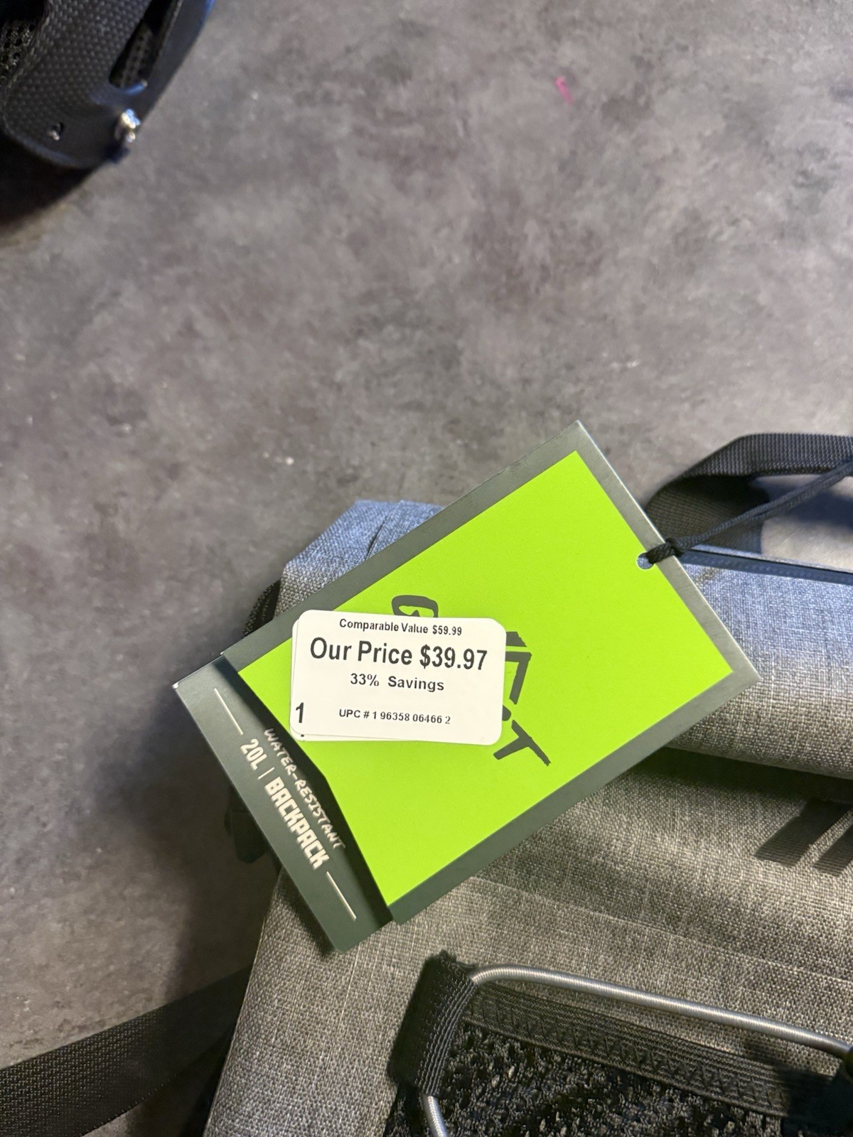 Quest 20L Water-Resistant Roll Top Dry Bag Backpack Gray Brand New with Tags