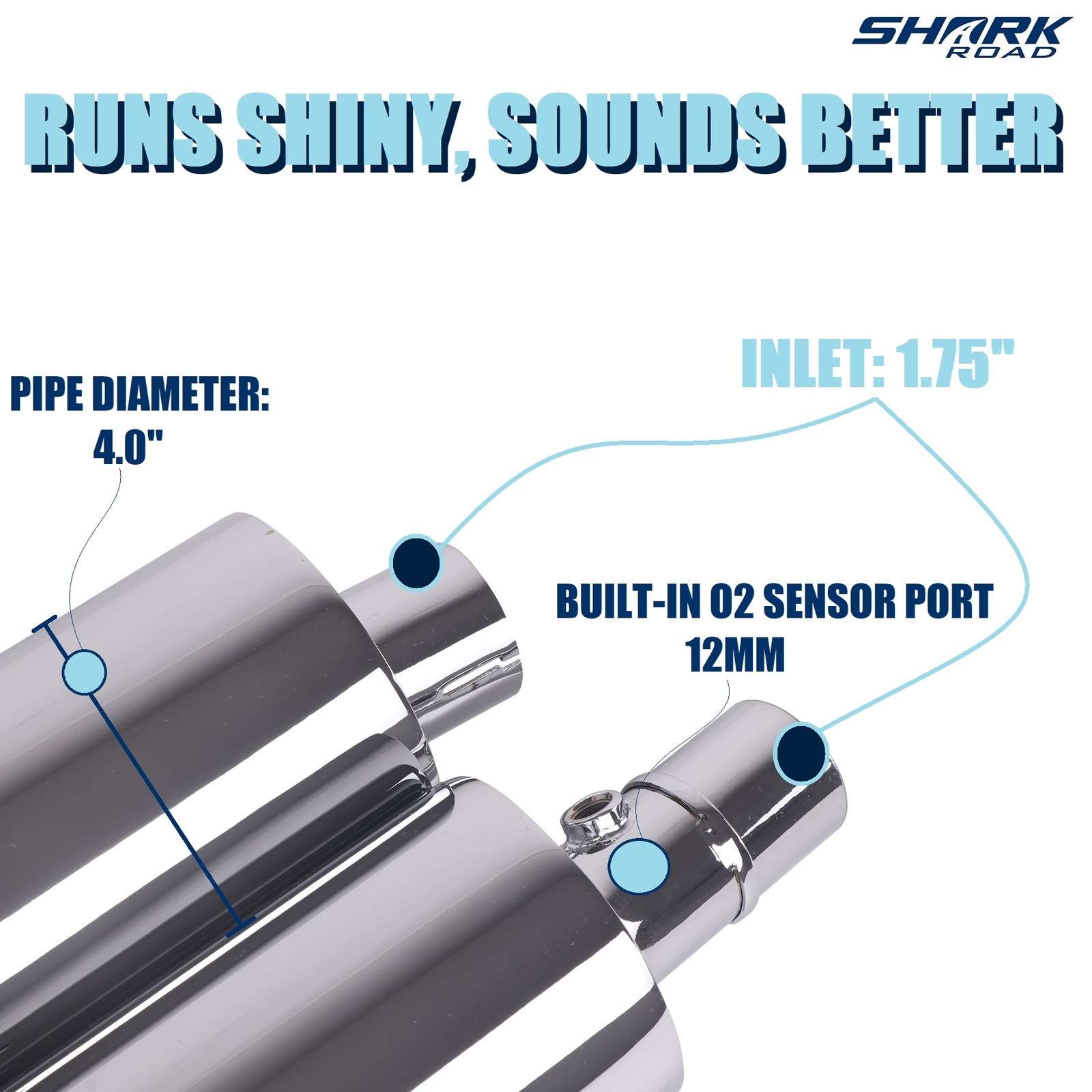 SHARKROAD Chrome Exhaust Pipe for Kawasaki Vulcans Exhaust Updating Rumble Sound