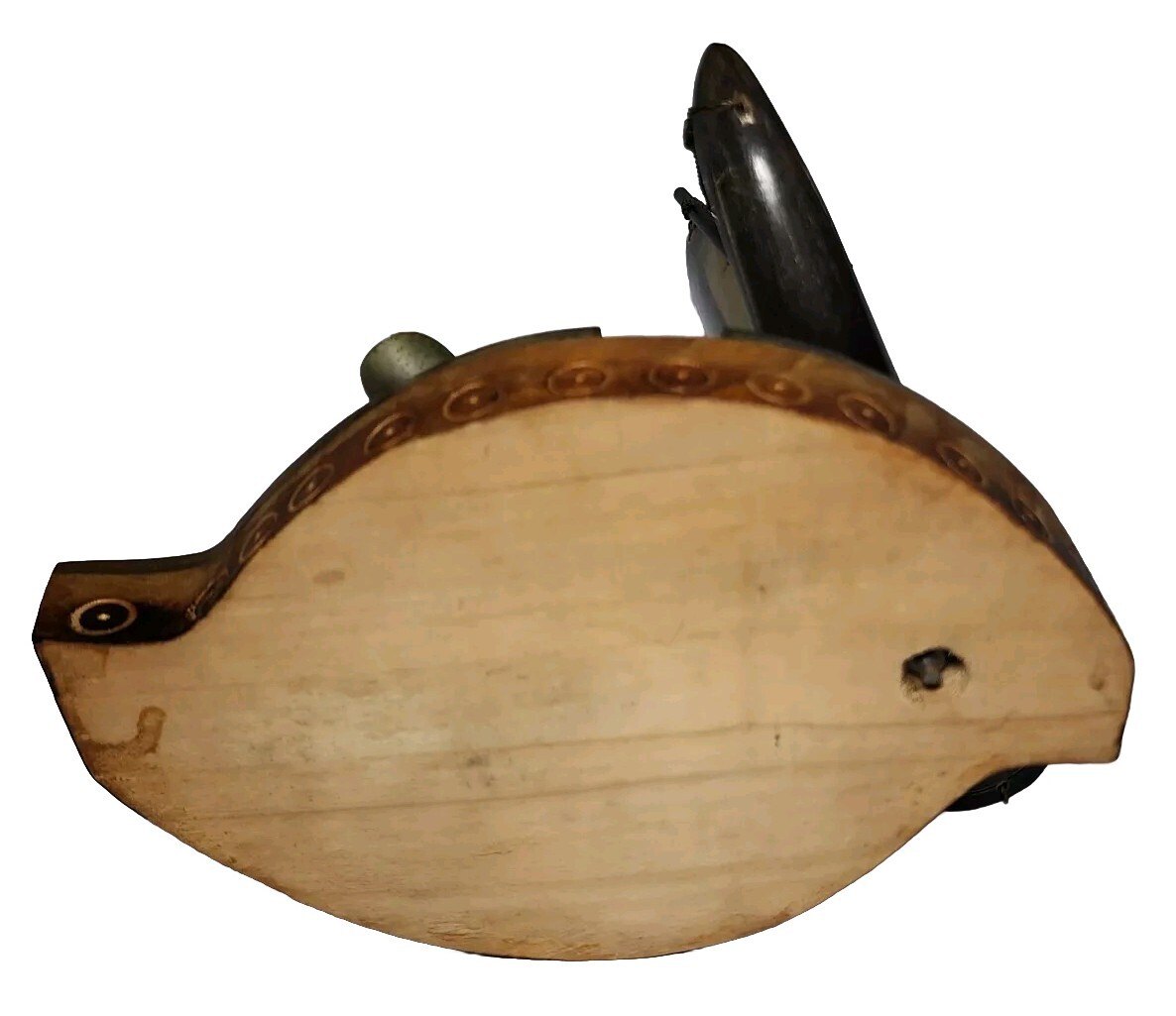 Vtg Carved Horn Sailing Clipper Ship Ashtray Nautical Pirate Scooner Boat Rare