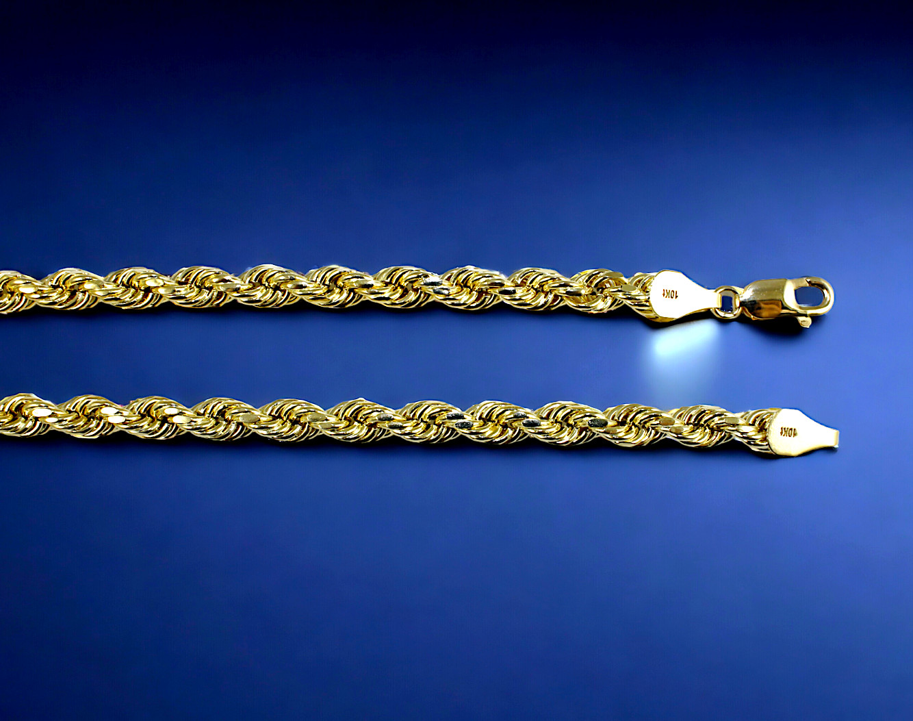 10K Yellow Gold Rope Necklace Bracelet Chain Diamond Cut 2mm-10mm 7"-30"
