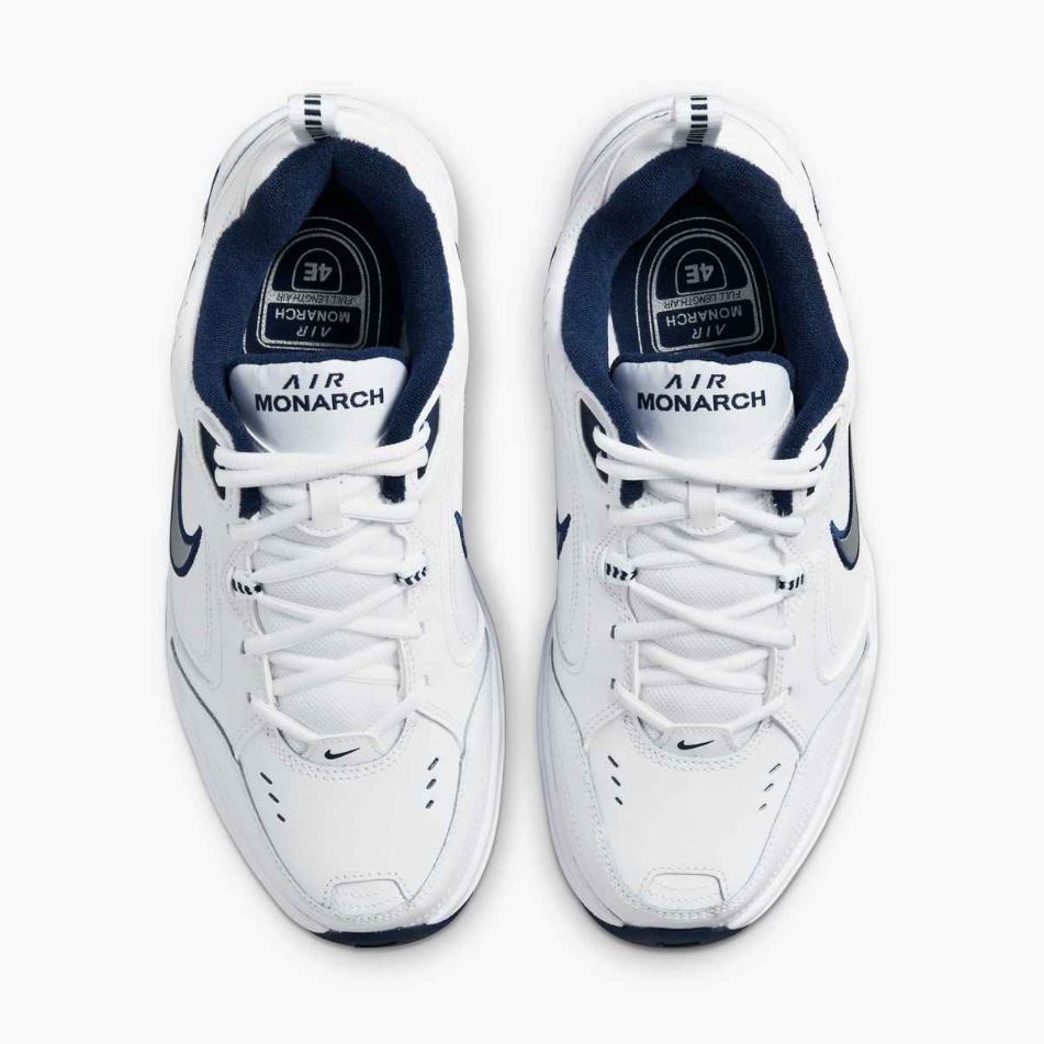 Nike AIR MONARCH IV Men's White Blue 102 Walking Shoes Medium & WIDE (4E) WIDTH