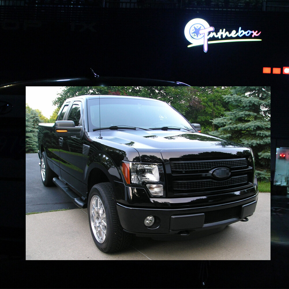 For 09-14 Ford F-150 Smoked LED Side Mirror Turn Signal Marker Reflector Lights