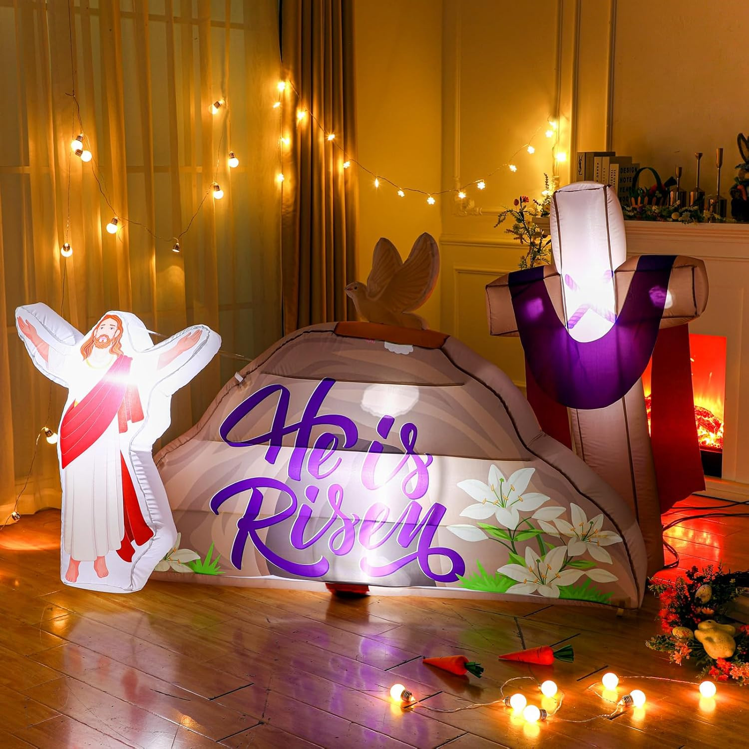 7.2 FT Long Easter Inflatables Outdoor Decorations He Is Risen Inflatables Blow