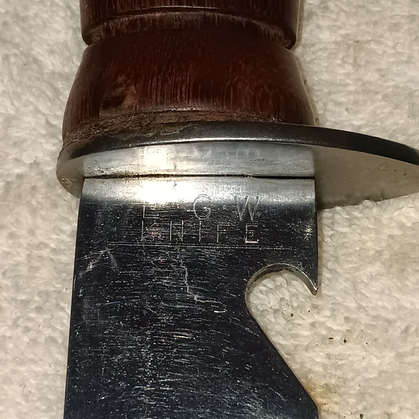 WWII Era E.G. Waterman EGW Fighting Knife - Original Wood Handle & Bottle Opener