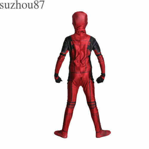 USA Kids Deadpool Halloween Cosplay Costume Jumpsuit Zentai Bodysuit Accessories