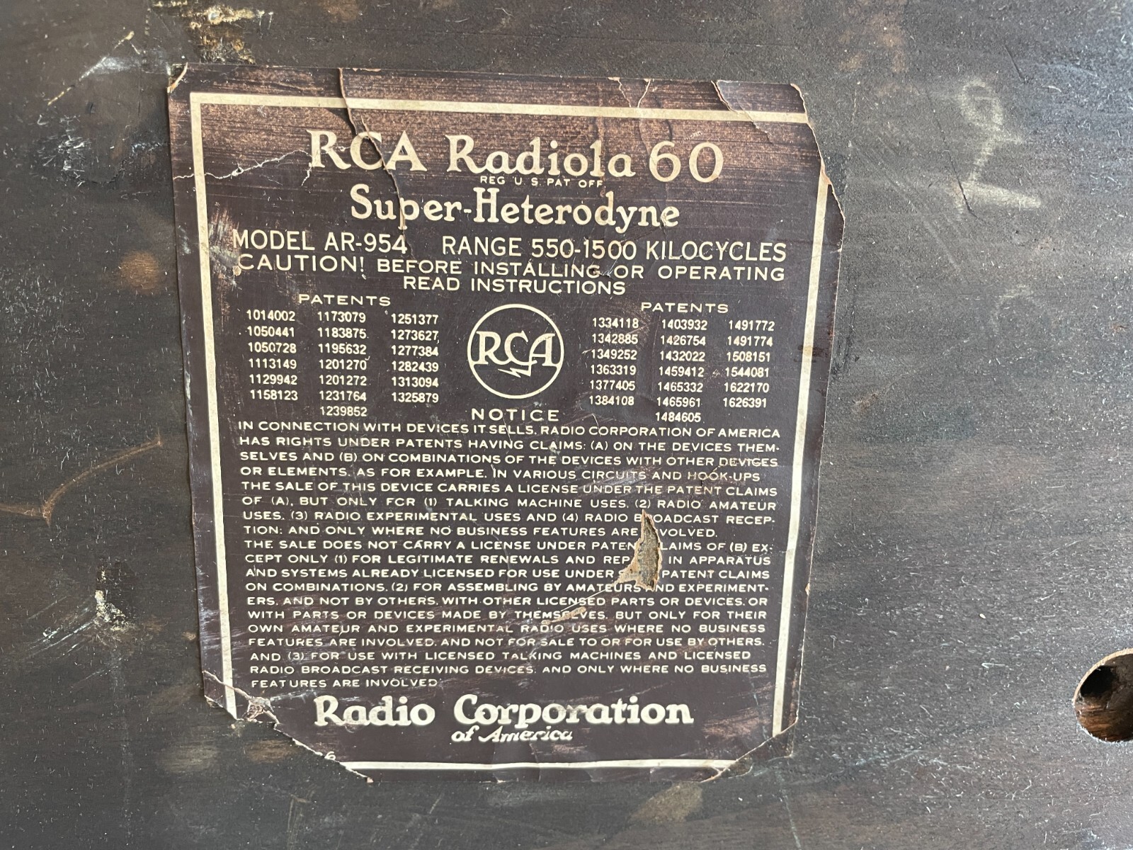 ANTIQUE 1928 RCA RADIOLA 60 Super Heterodyne Complete Tube Radio