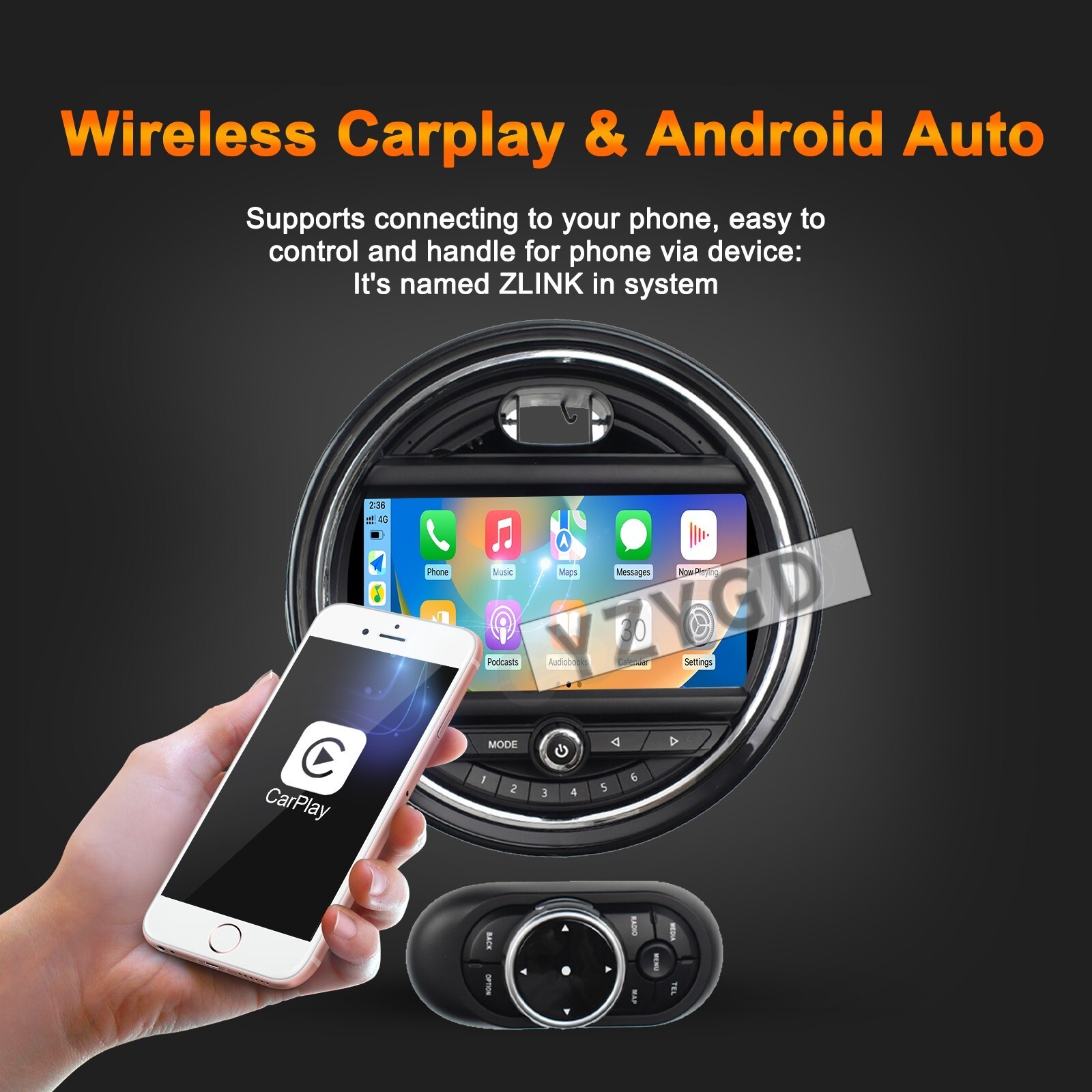 For BMW Mini Cooper 2015-2019 Android CarPlay Car Radio 2Din Stereo Receiver GPS