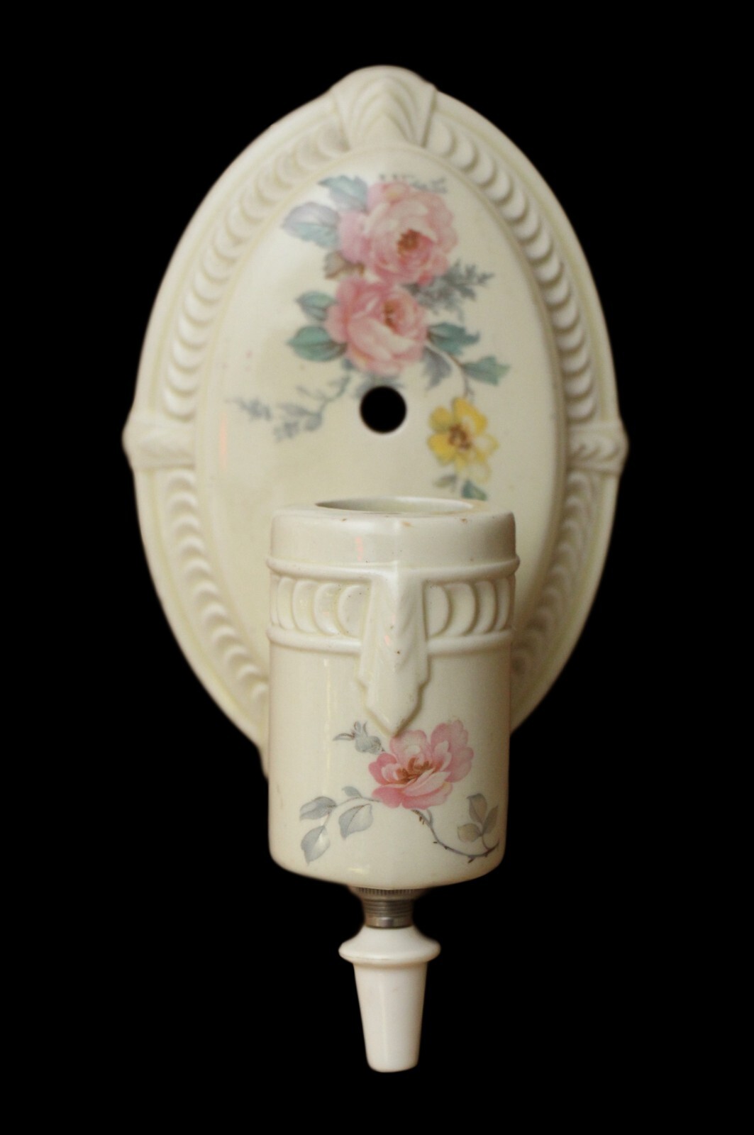 Pair of Traditional White Floral Porcelain Wall Sconces