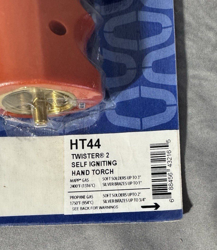 NEW! Uniweld HT44 Twister 2 Self-Igniting Propane or MAPP Gas Hand Torch
