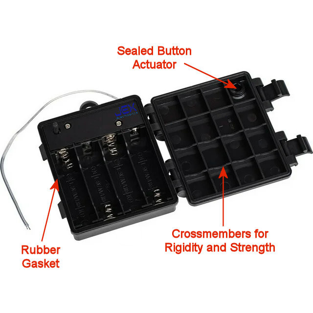 Waterproof Four/4X AA DIY Battery Holder Case Box 6V With Power Switch & Timer