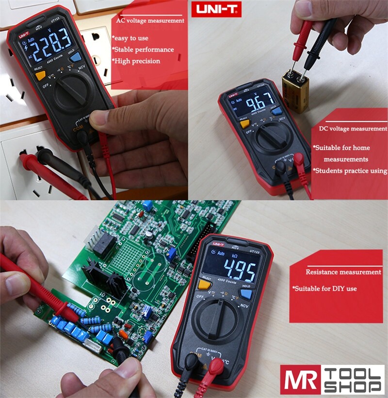 UNI-T Mini Digital multimeter AC DC Voltmeter Ohmmeter Temperature NCV Test EBTN
