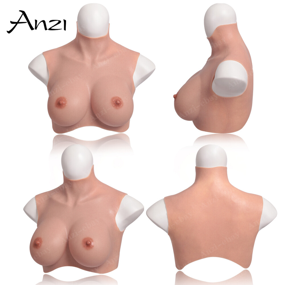 Realistic Silicone Breast Forms Crossdresser Breastplate B-H Cup Fake Boobs Tits