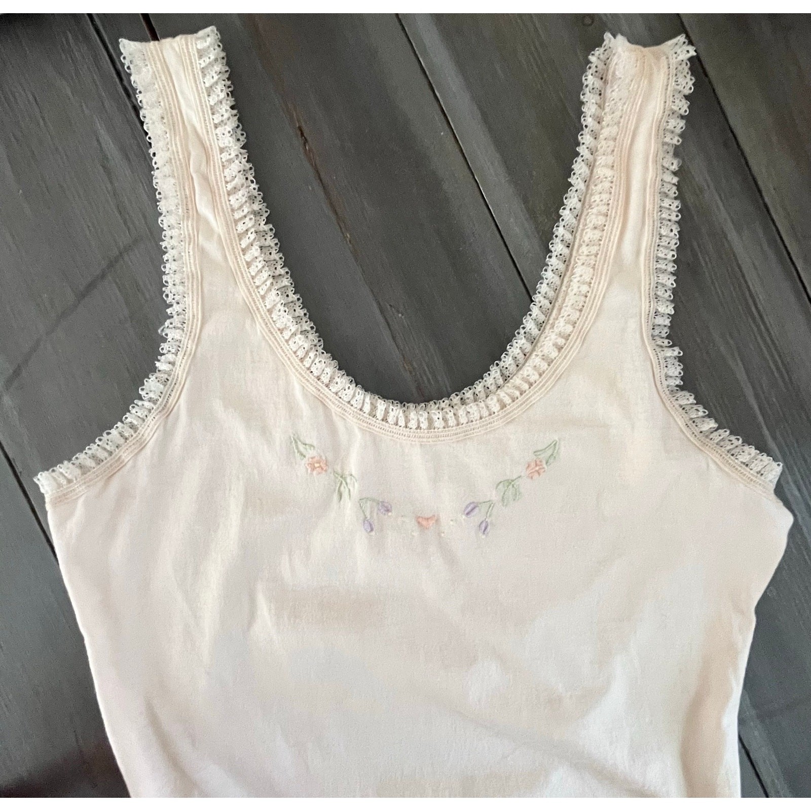 Vintage Windy Rose Lace Embroidered Badysuit Womens Small Pink Floral