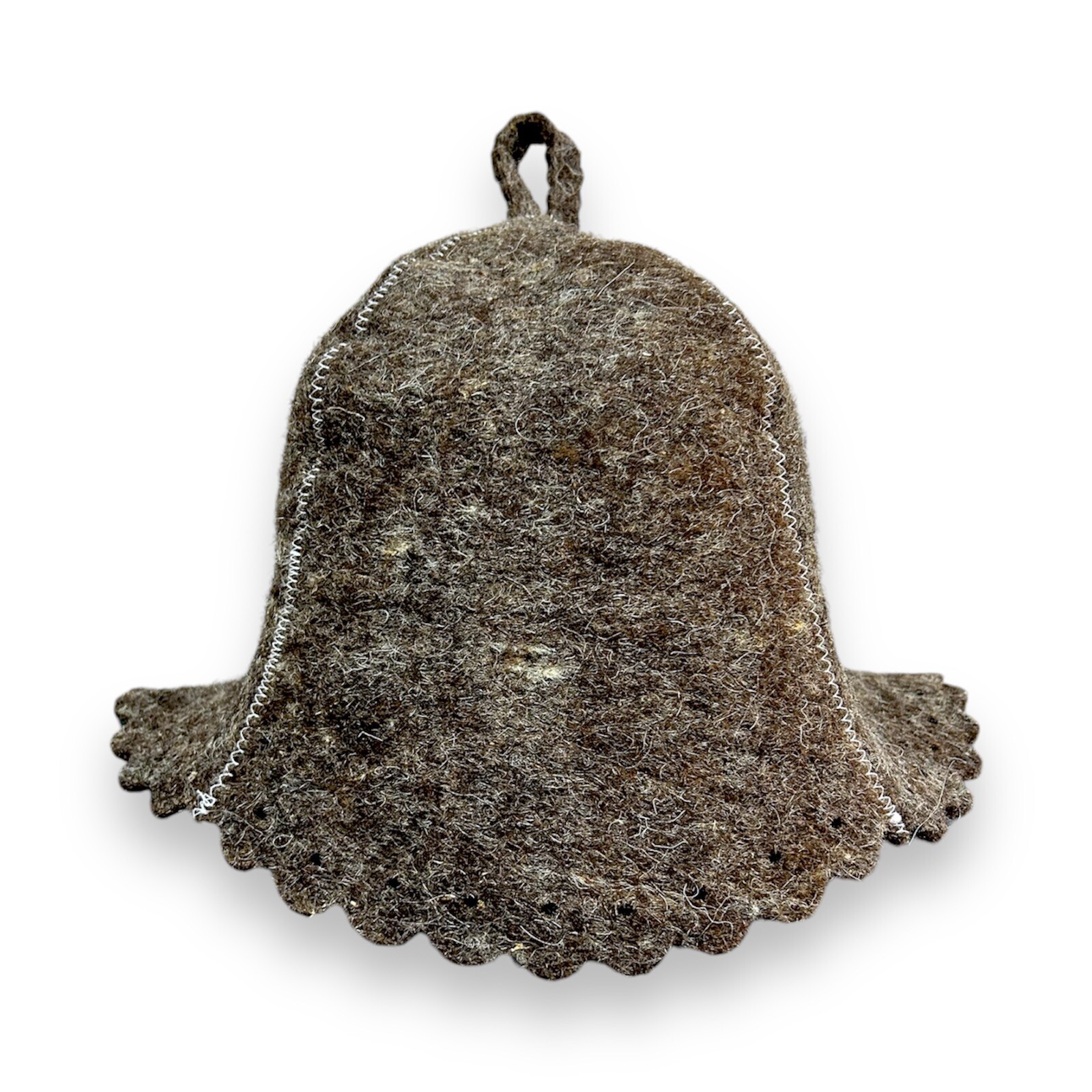Wool Sauna Hat for Steam Bath Traditional Bell-Shaped Brown Protection Banya Hat