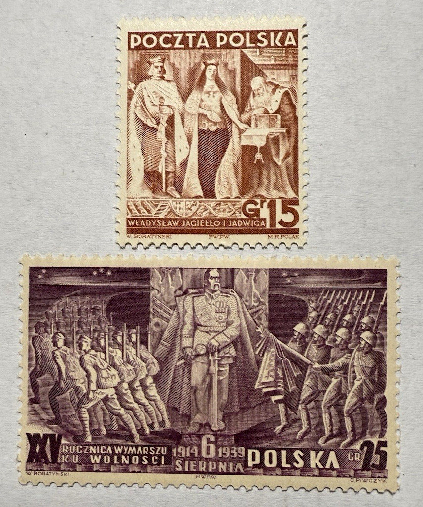 POLAND 1939 King Jagello + 25th ANNIV. OF THE POLISH LEGION SCOTT 339- 340 MNH
