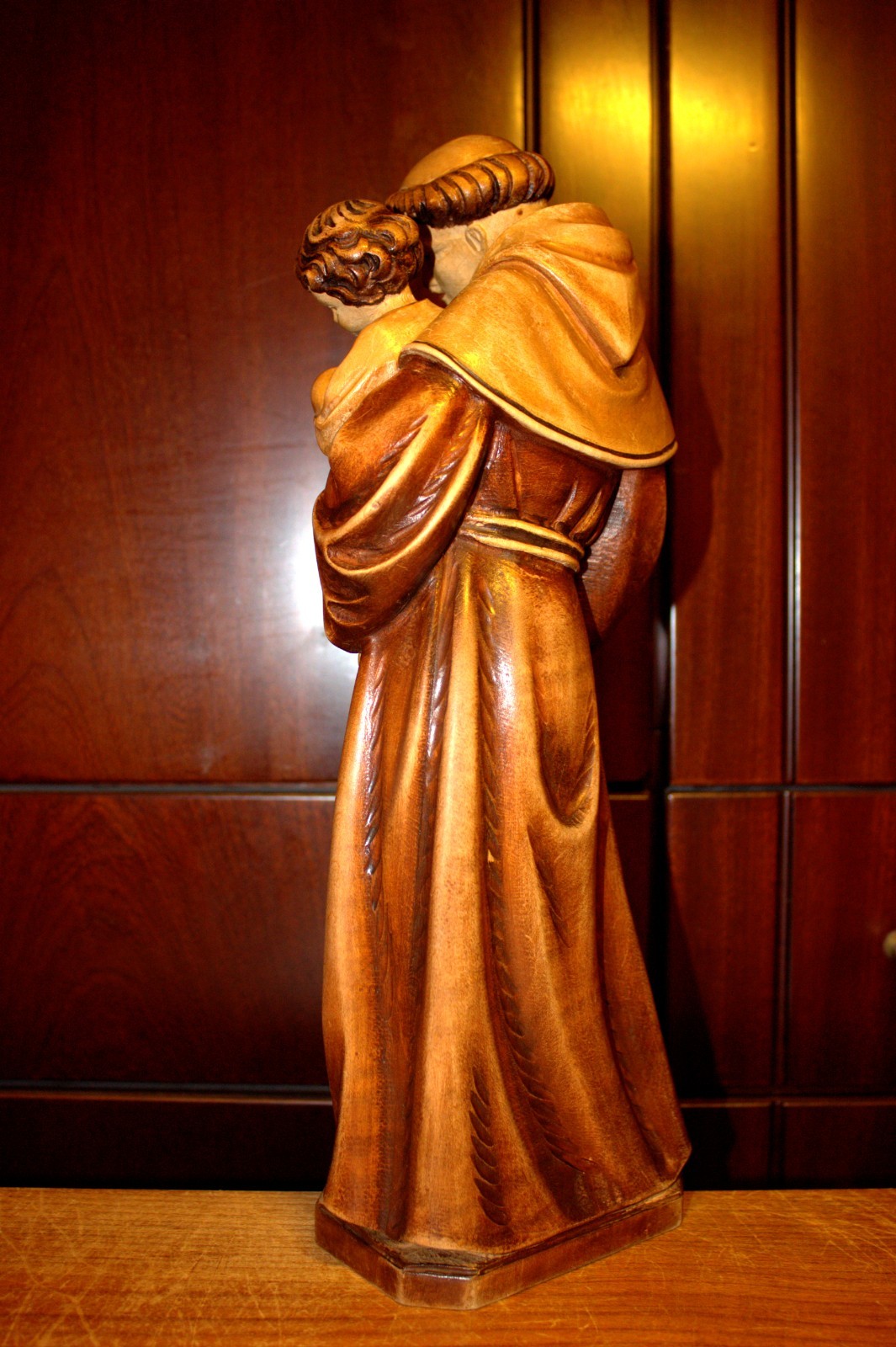 14" HAND CARVED WOOD CATHOLIC PATRON SAINT ANTHONY JESUS STATUE FIGURE SCULPTURE