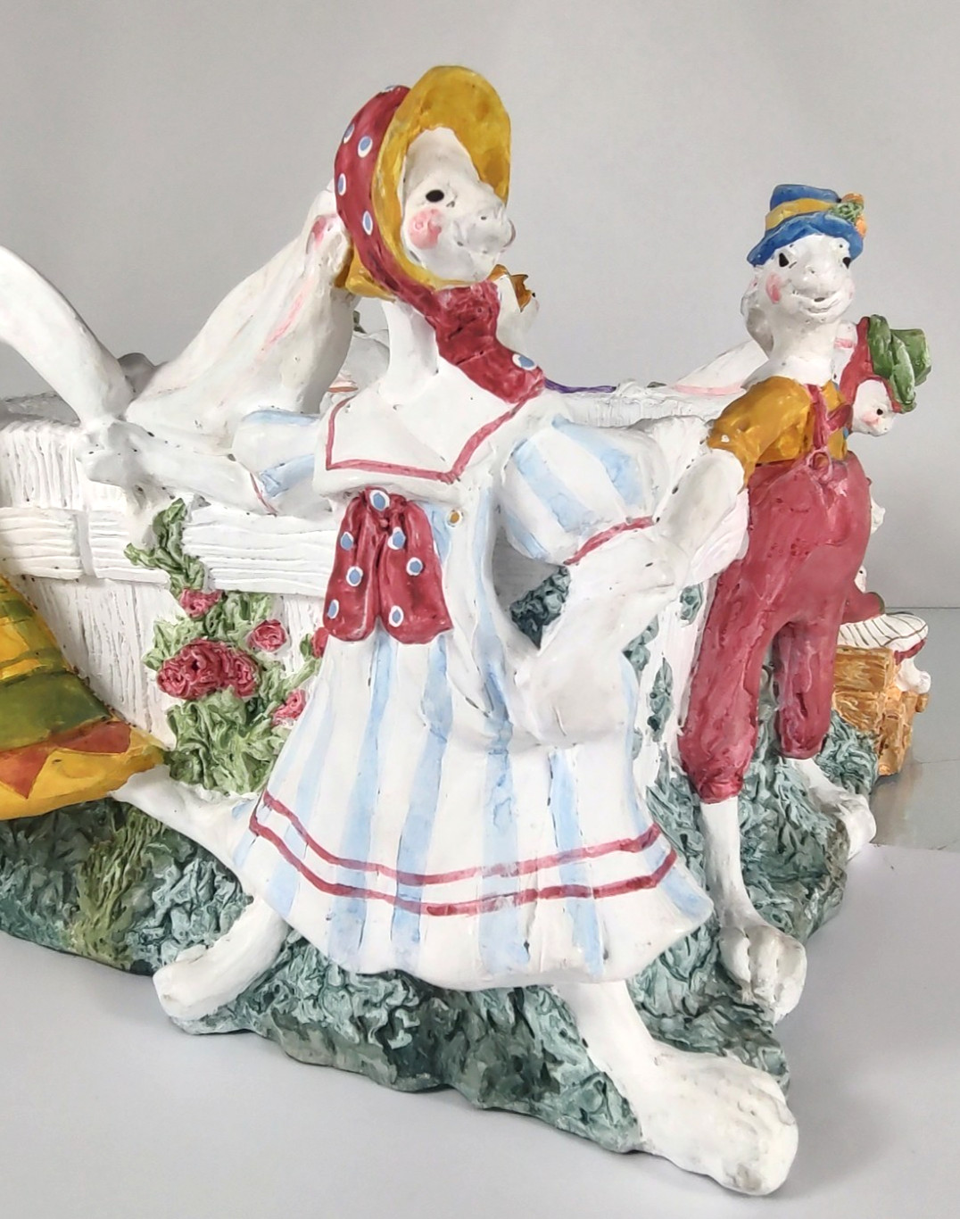 Dept 56 Easter Bunny Parade Centerpiece Basket Vintage 1990s Discontinued Rare