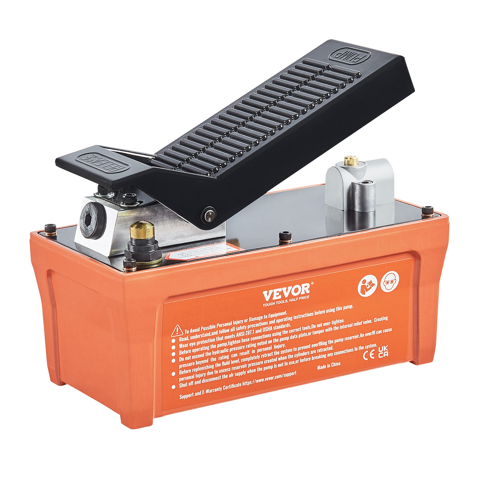 VEVOR Air Hydraulic Pump Foot Operated Pump 10,000PSI 98in³ 6.6FT Auto Body Shop