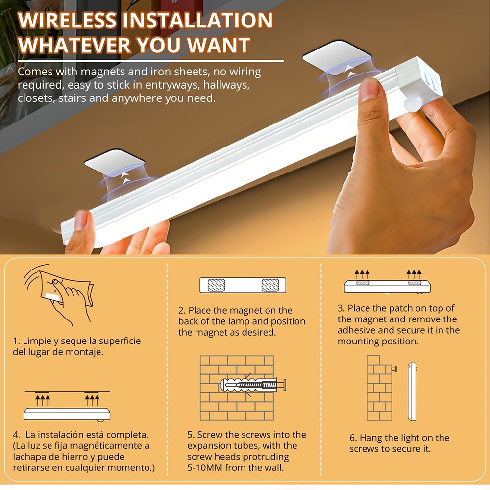 Magnetic Under Cabinet Lighting USB Rechargeable Smart Motion Sensor – 4 Pack