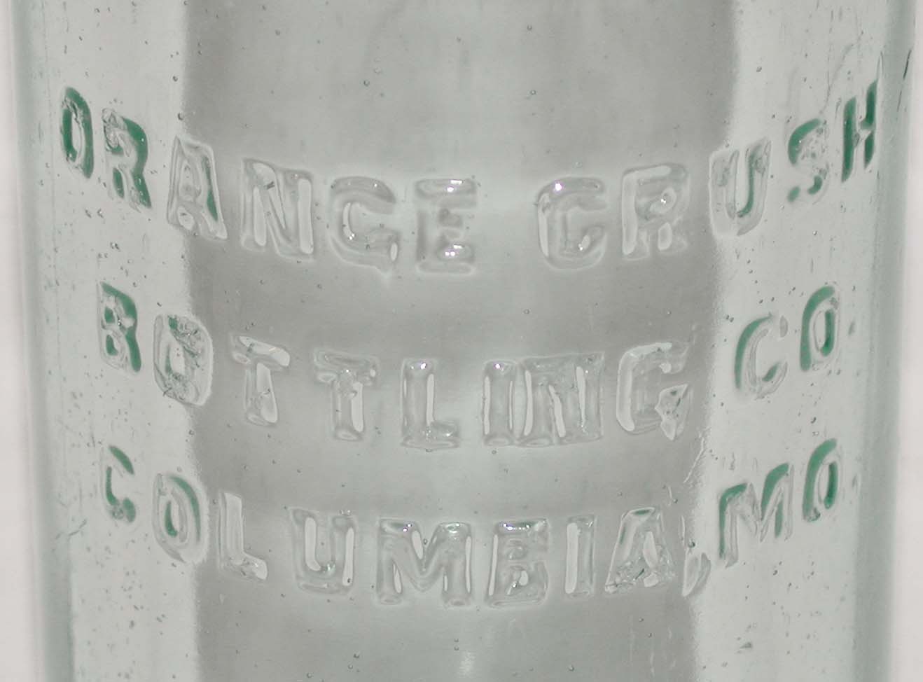Vintage soda pop bottle ORANGE CRUSH Columbia Missouri embossed early Rare one