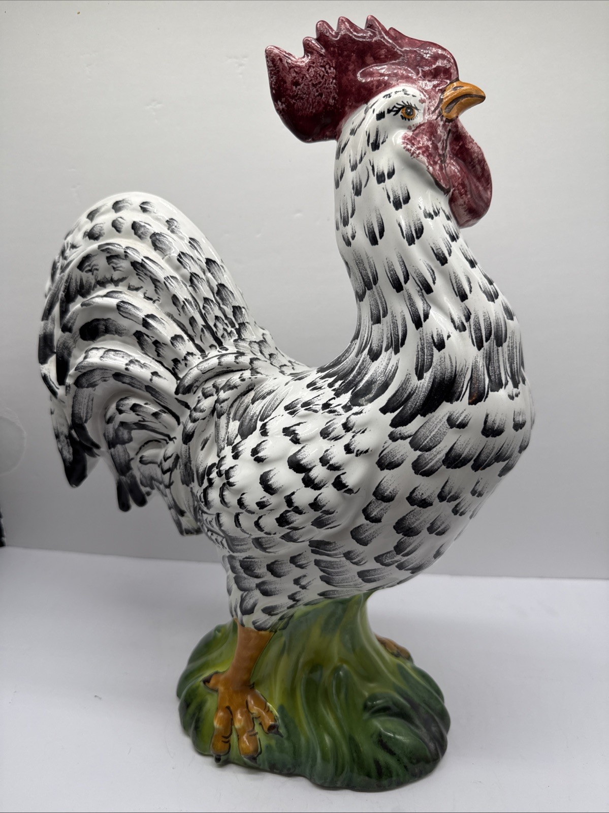 Stunning Speckled Rooster Sculpture-Italy Intrada Ceramic-16"H