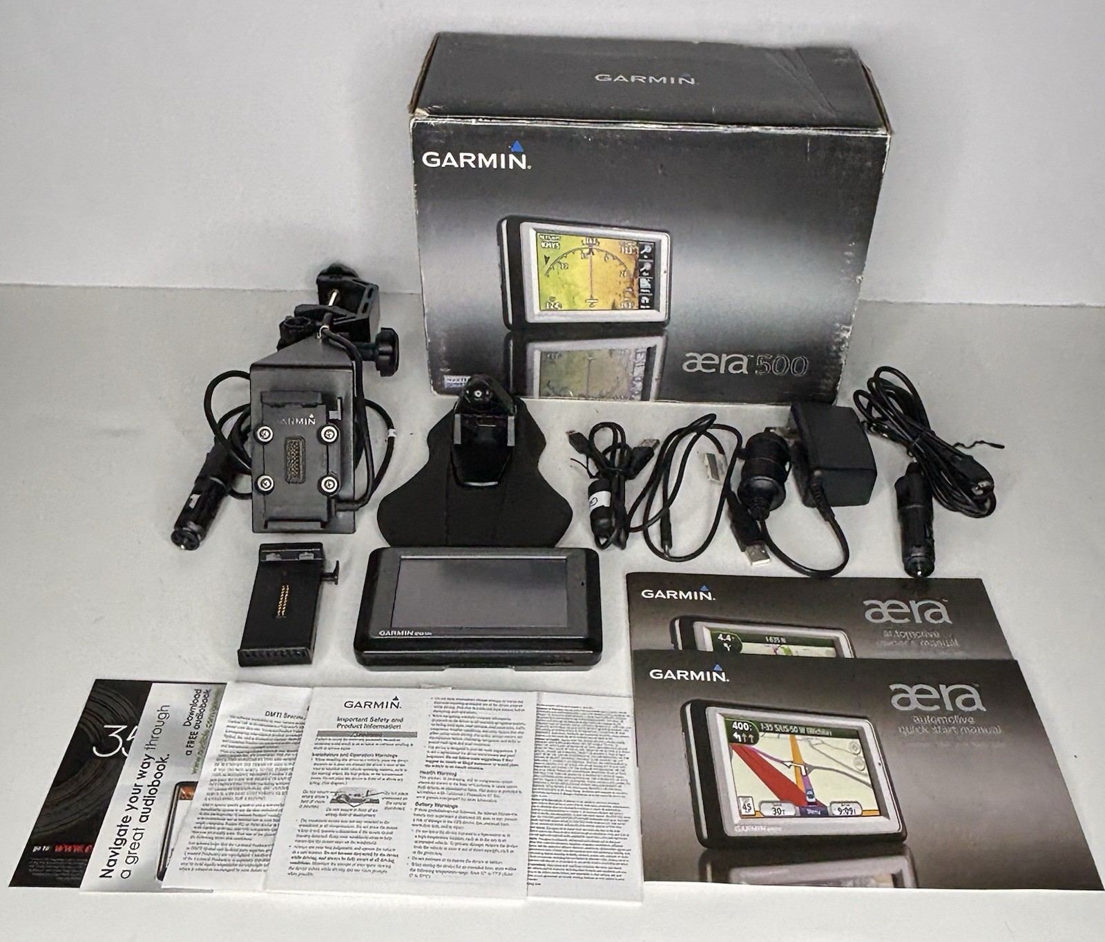 Garmin Aera 500 Portable Aviation Plane GPS Accessories Yoke Mount Cradle Bundle