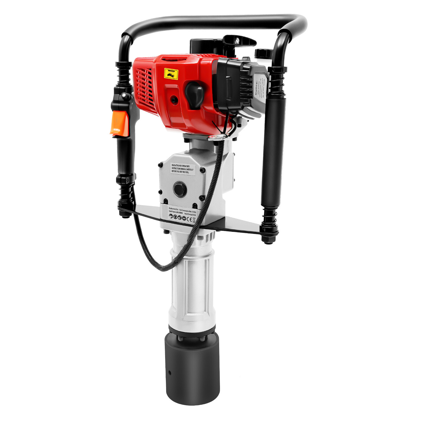 52CC 2.3HP Gas Powered T Post Driver Fence Pile Driver Pounder Toolkit w/3 Heads