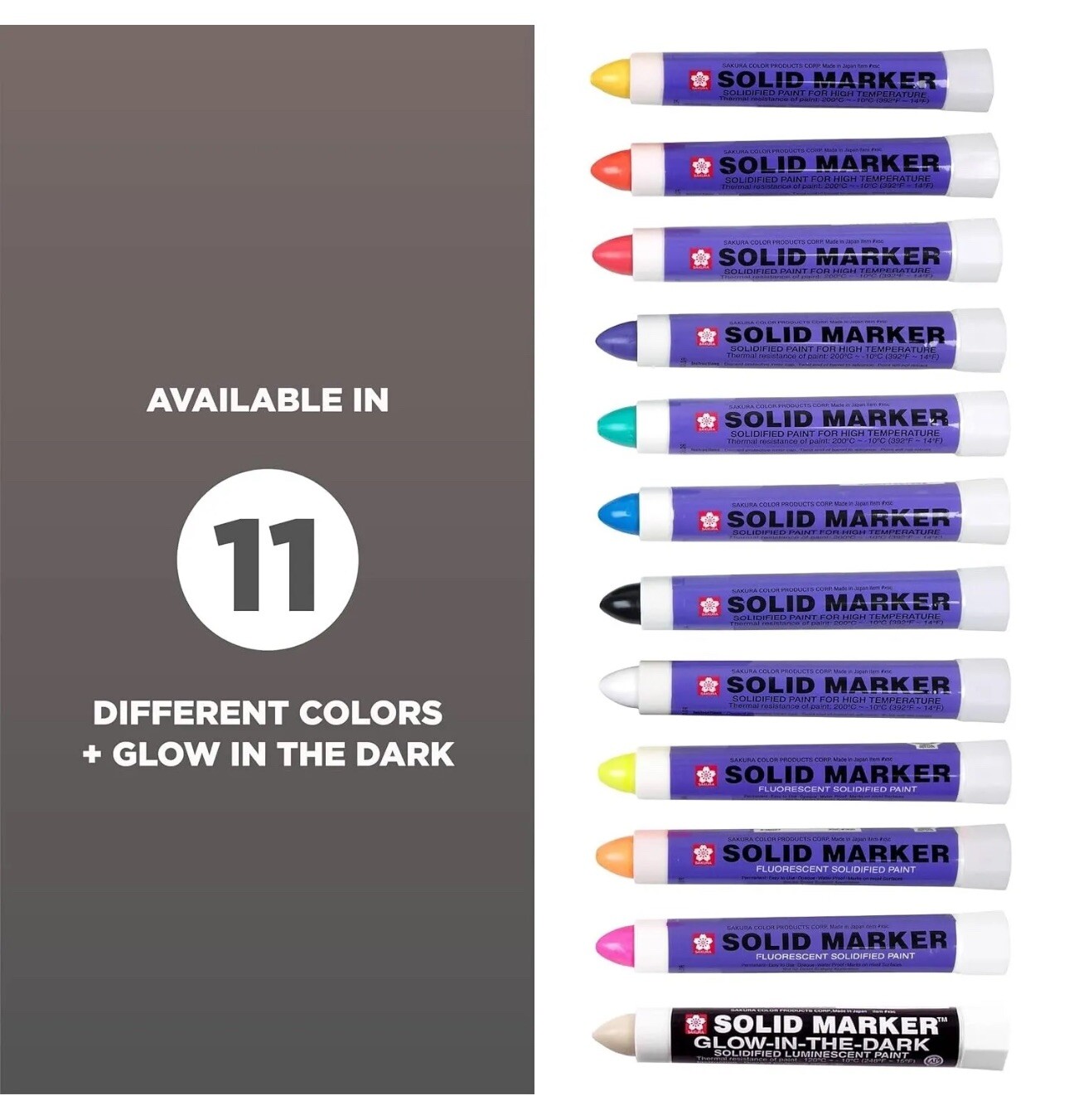 Sakura Solid Paint Markers Set Of All 11 Colors XSC( STREAKS, GREASE PENS)