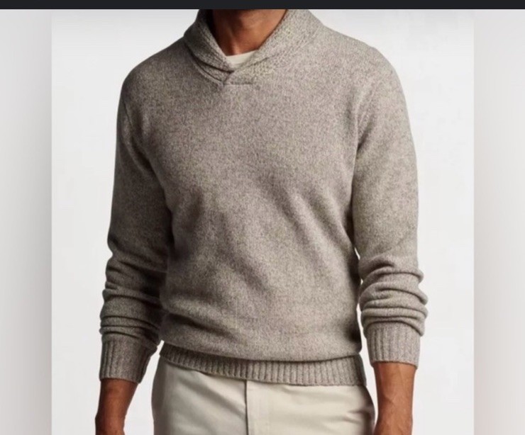 Peter Millar Mountainside Seaside Shawl Collar Sweater In Sand Men Size Medium