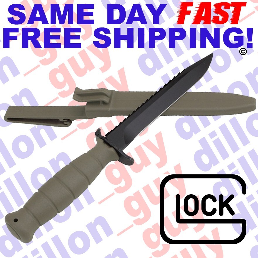 GLOCK GREEN KF039181 Field Knife w/Sheath 6.5" w/Saw SAME DAY FAST FREE SHIPPING