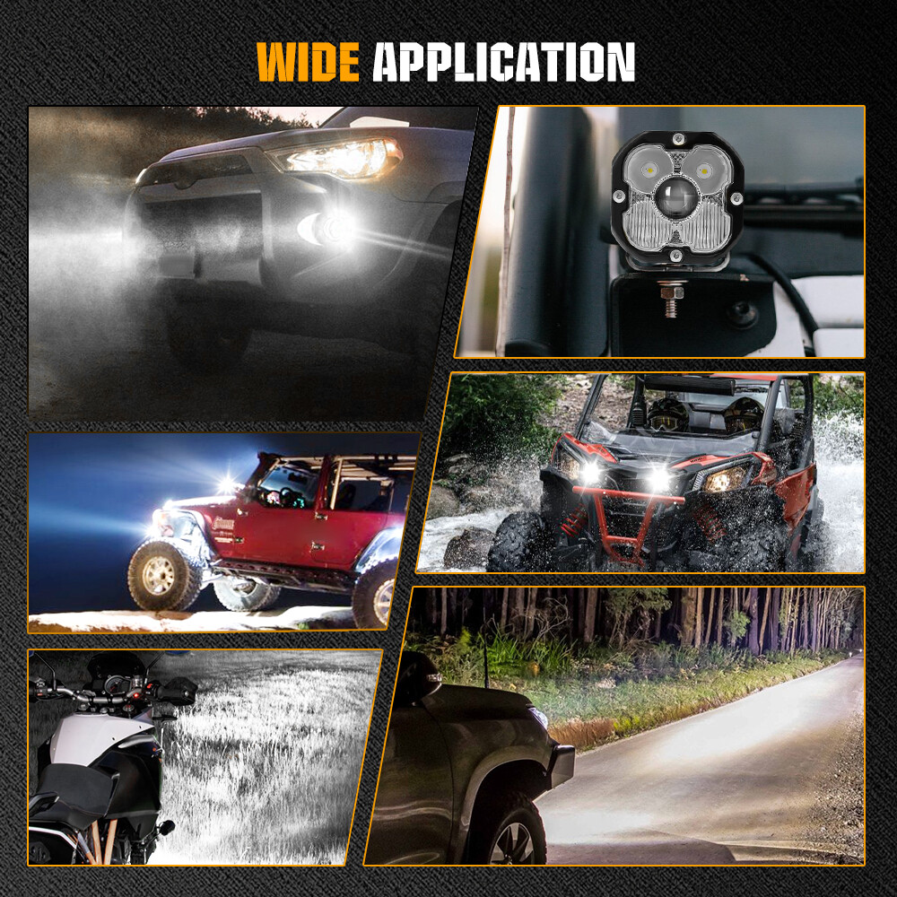 2PCS 3" Laser LED Work Lights Bar Pods Driving Lights With Wire Off road Driving