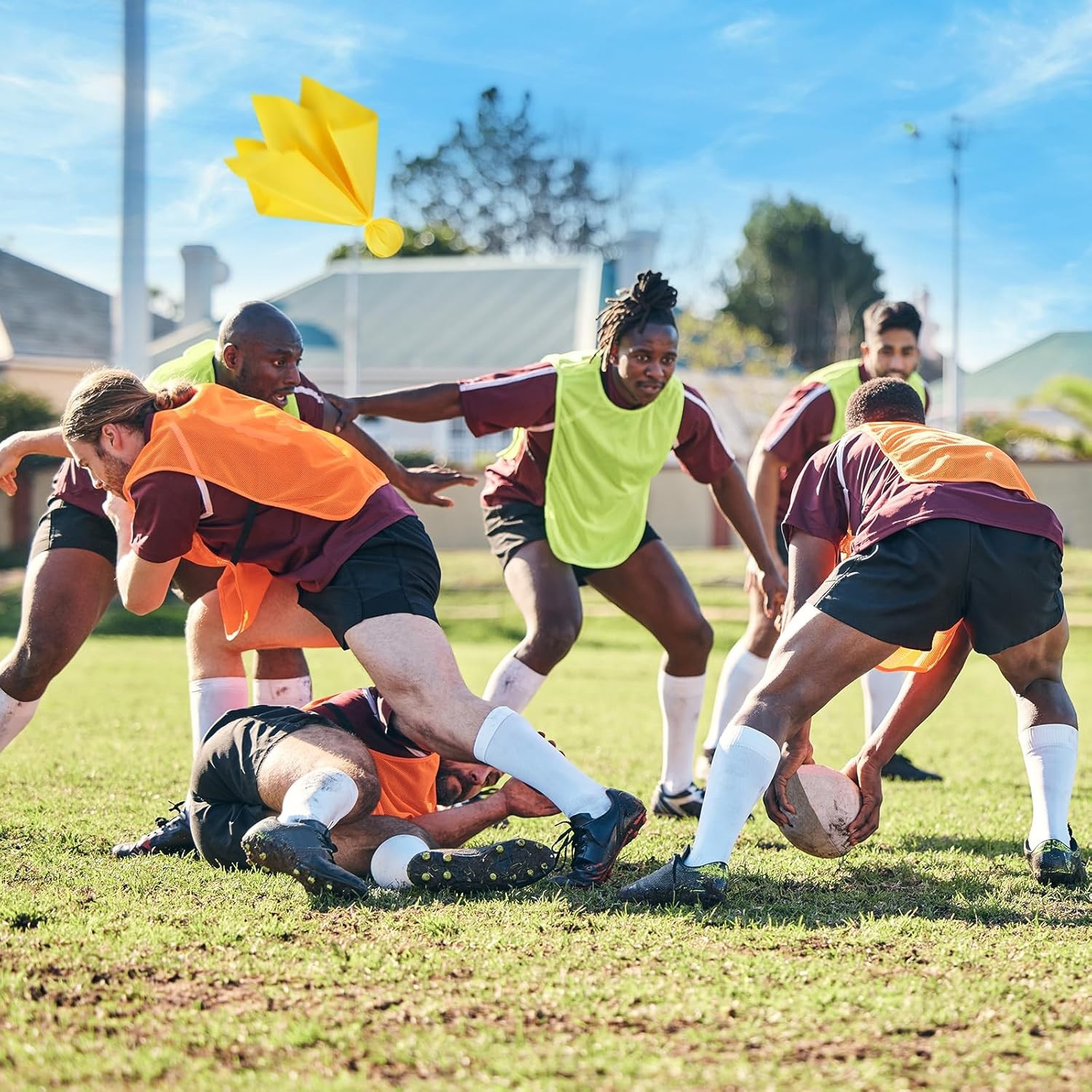 8 PCS Yellow Penalty Flag Football Flags Referee Game Party Accessory