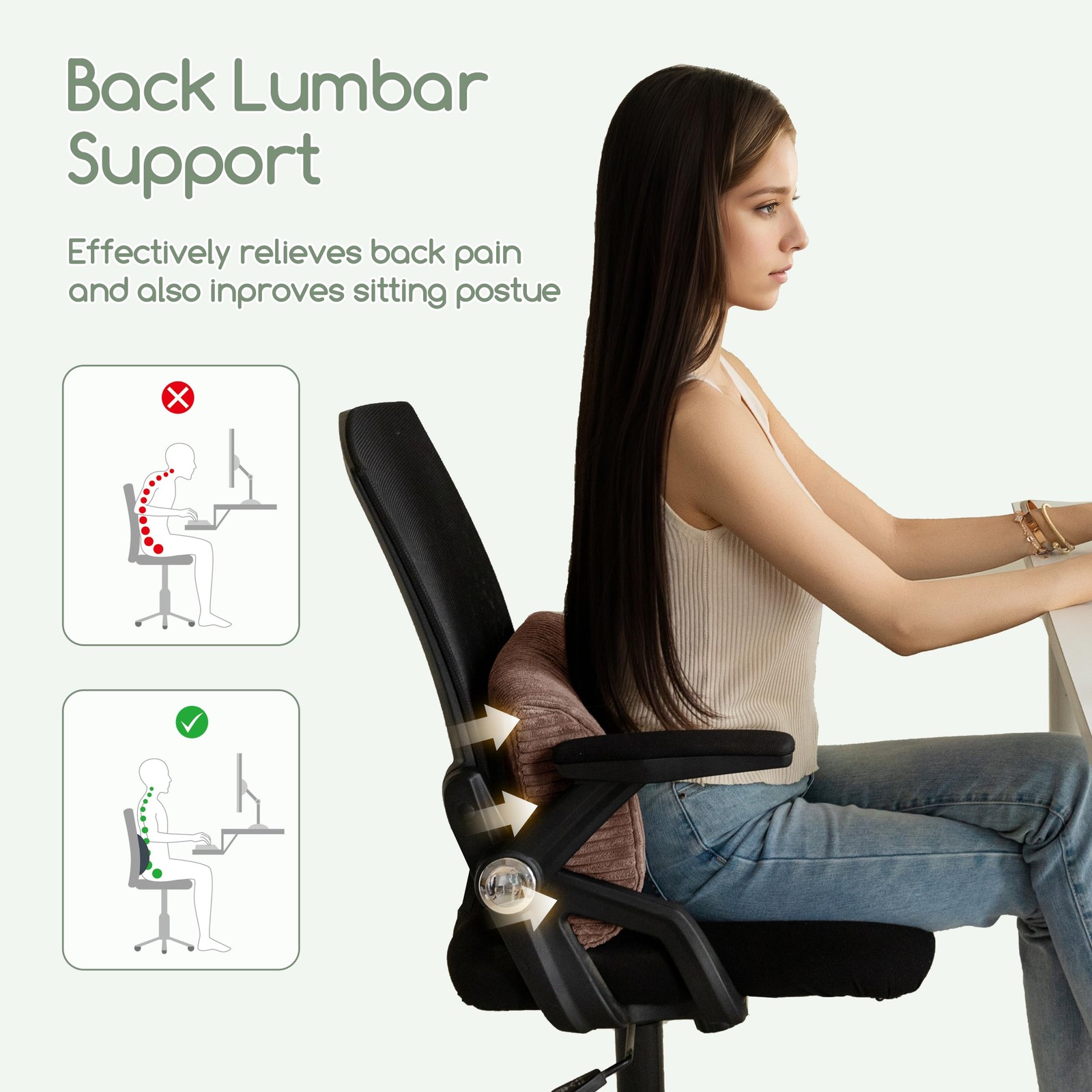 Lumbar Support Pillow for Recliner Chair/Accent Chair/Couch, Memory Foam Back...