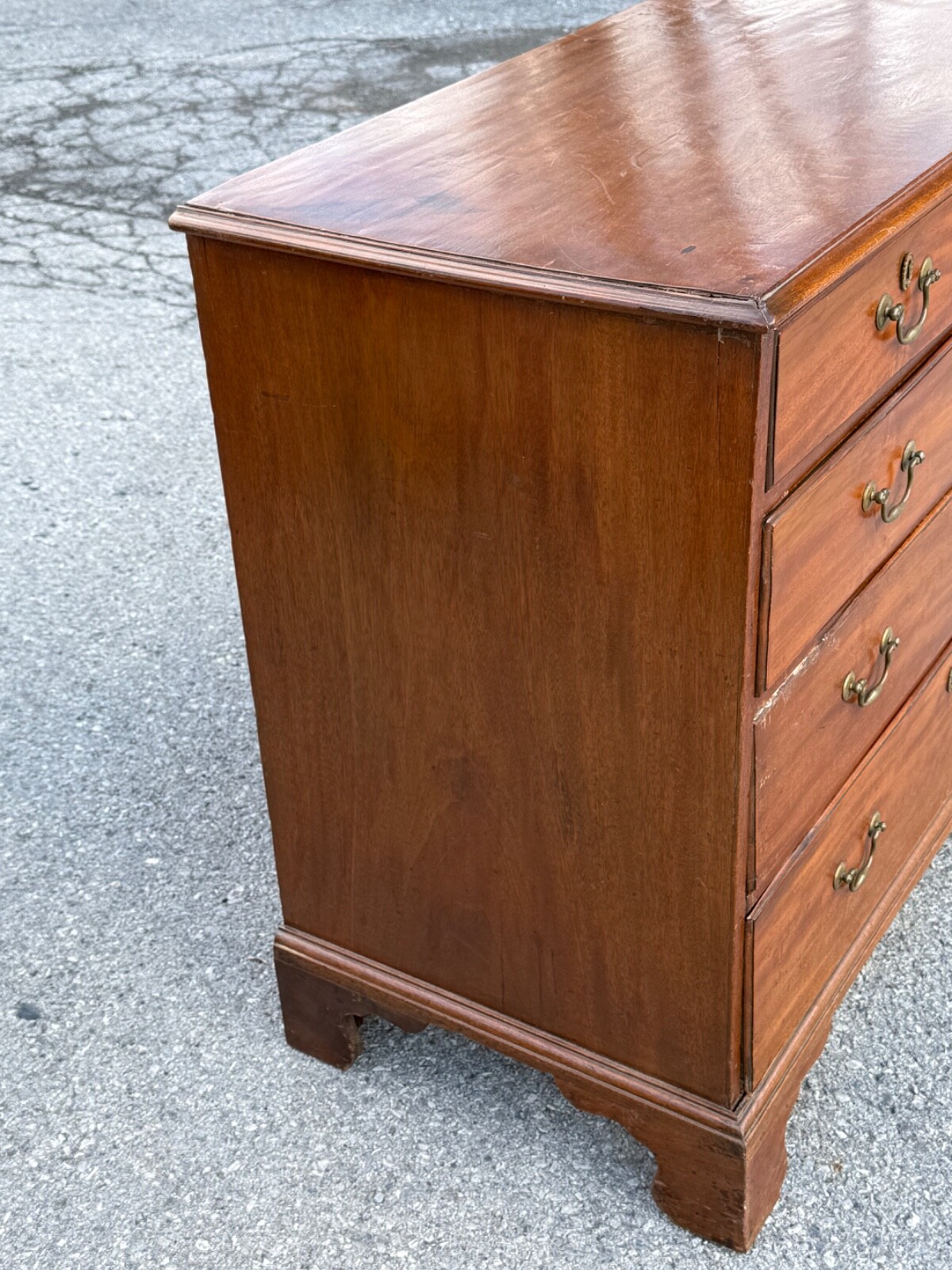 Antique walnut chippendale chest of drawers dresser bracket feet 1780 country