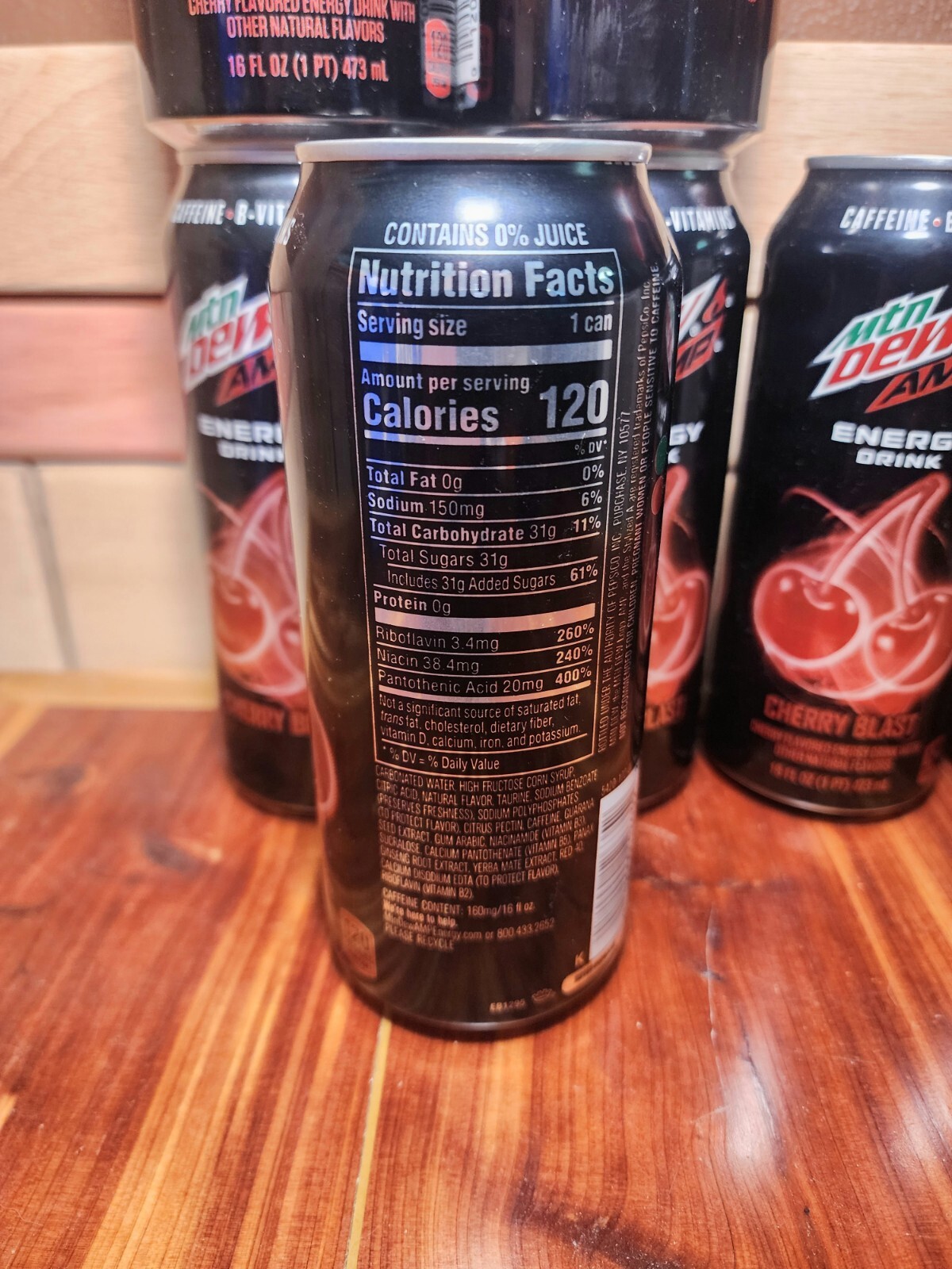 (8 Cans) Mountain Dew Amp Energy Cherry Blast 16 oz Unopened Can MTN