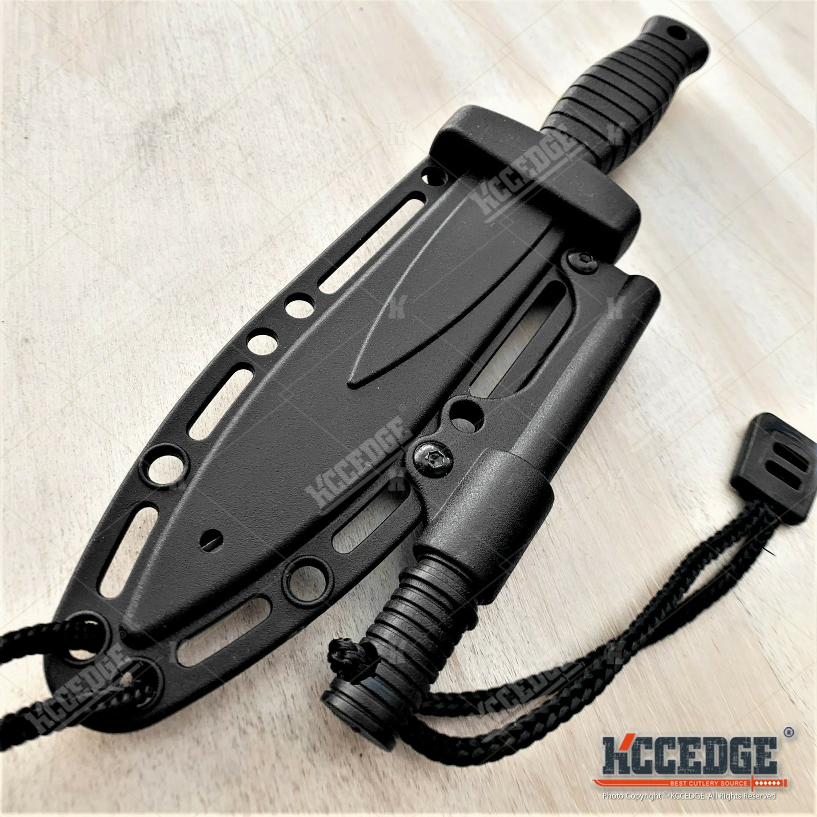 7" Double Edge Tactical Knife w/ Fire Starter Camping Knife Fixed Blade Knife