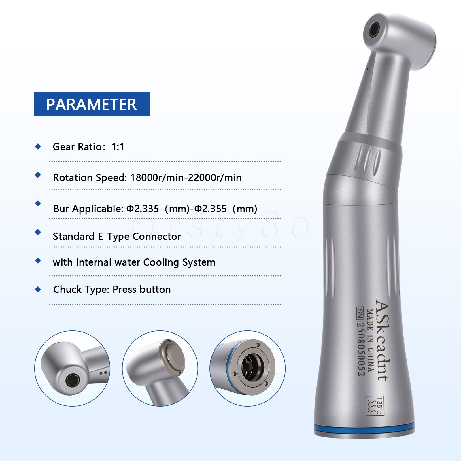 Dental Slow Low Speed Handpiece Push Contra Angle/Air Motor NSK Style 2/4 Holes