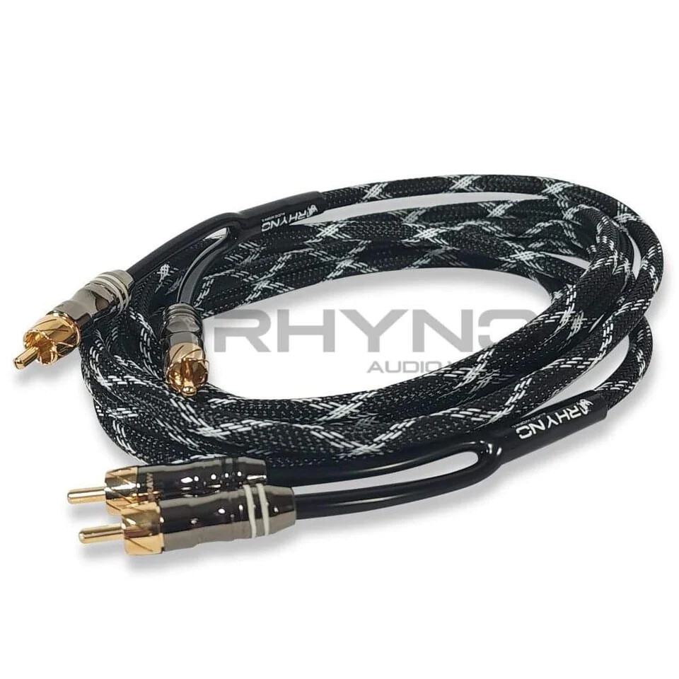 Rhyno Audio Works 8000 Series Car Audio /Motorcycle Audio RCA Cables (BLACK)