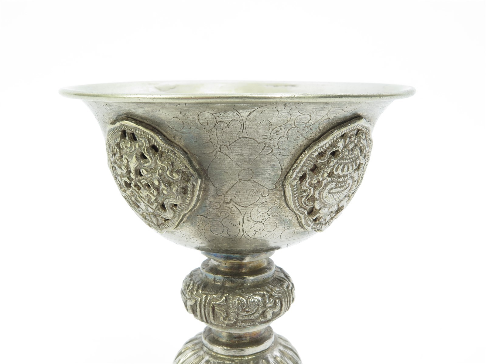 Estate Tibetan Buddhist Yak Butter Lamp 5.75" tall, 4.25" Diameter