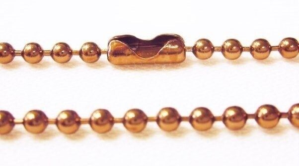 Pure 100% COPPER BALL CHAIN 24" Necklace with clasp (#3 / 2.4mm) Made in USA